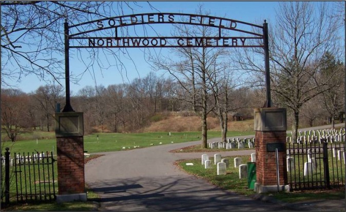 Entrance gate to Soldiers Field at Northwood Cemetery